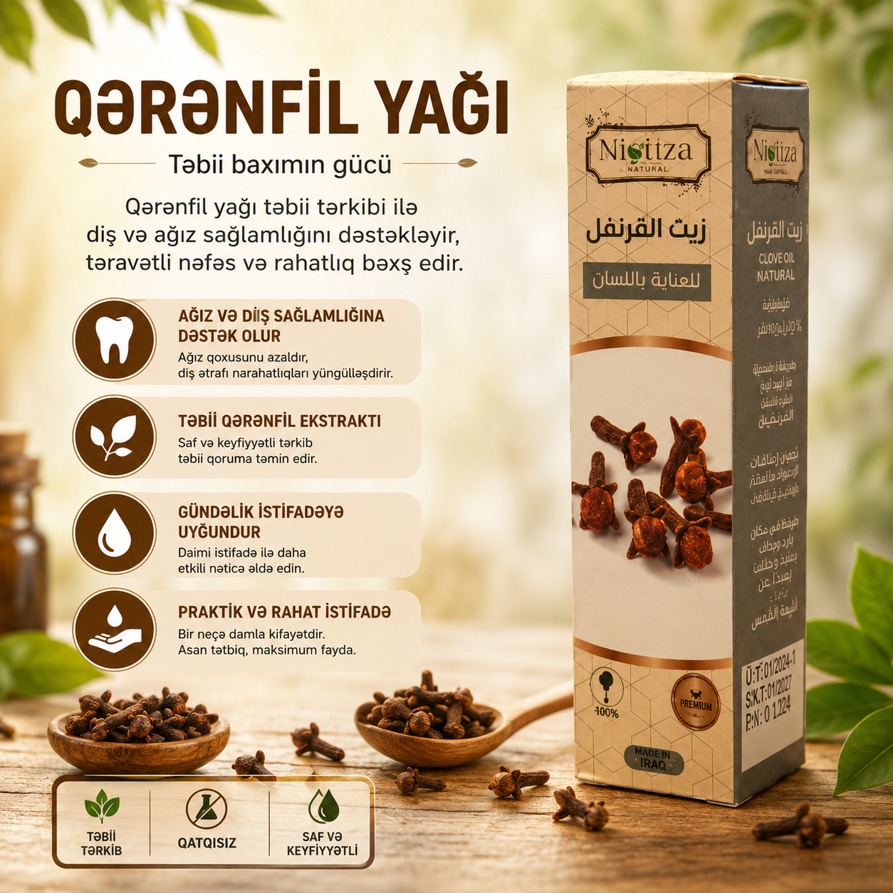 Qərənfil yağı Motiza Natural, 10 ml